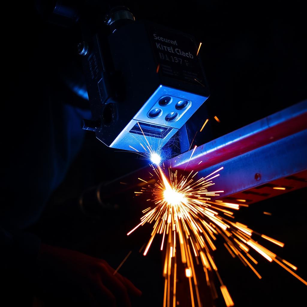 MAG welding close-up with sparks
