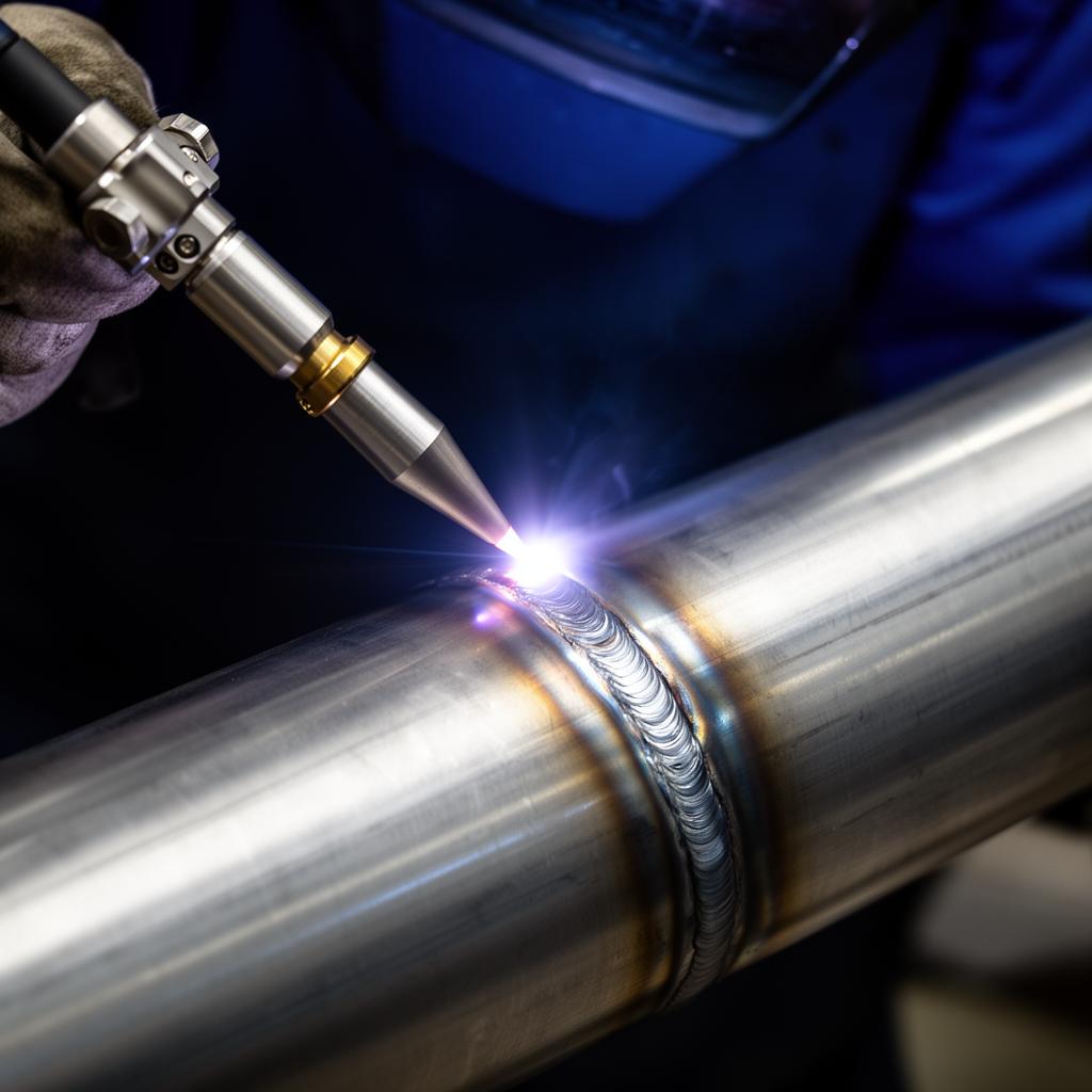 Precision TIG weld on stainless steel pipe